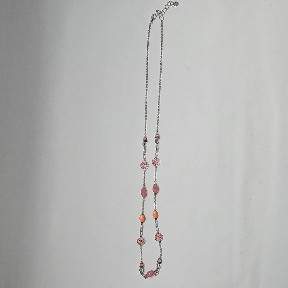 Elegant Pink and Orange Beaded Necklace